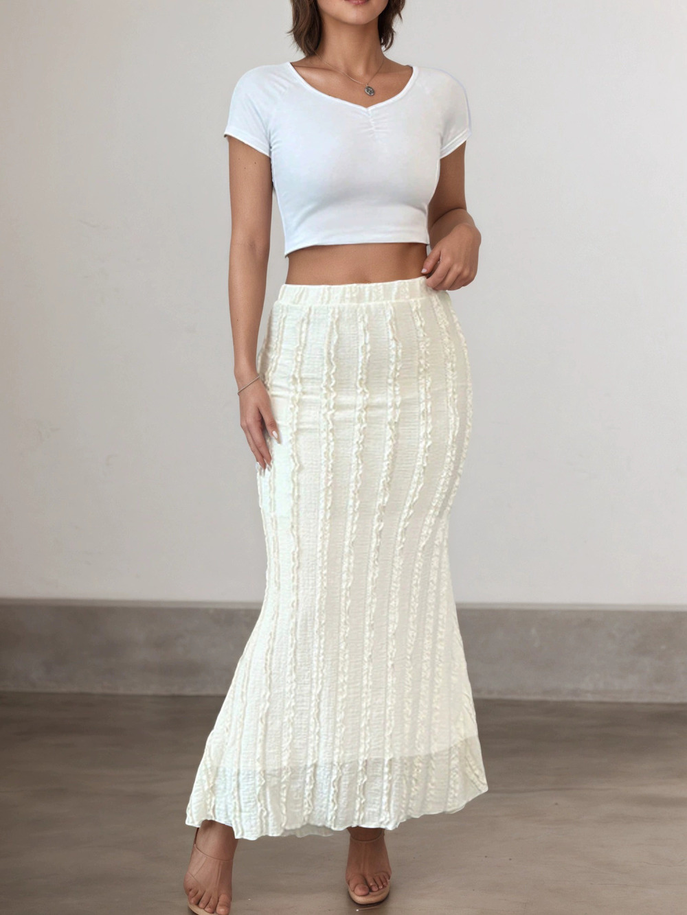 Zara Summer Knit Jacquard Fishtail Midi Skirt Slim Fit Bodycon